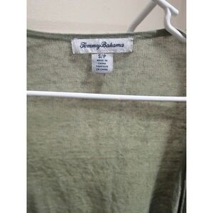 TOMMY BAHAMA 100% Linen Lea Cardigan (light olive) Green Bell Sleeve Open Front